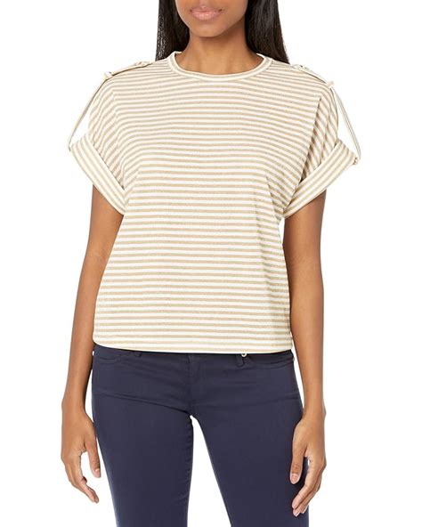 Women's MICHAEL Michael Kors Stripe Snap Epaulette T